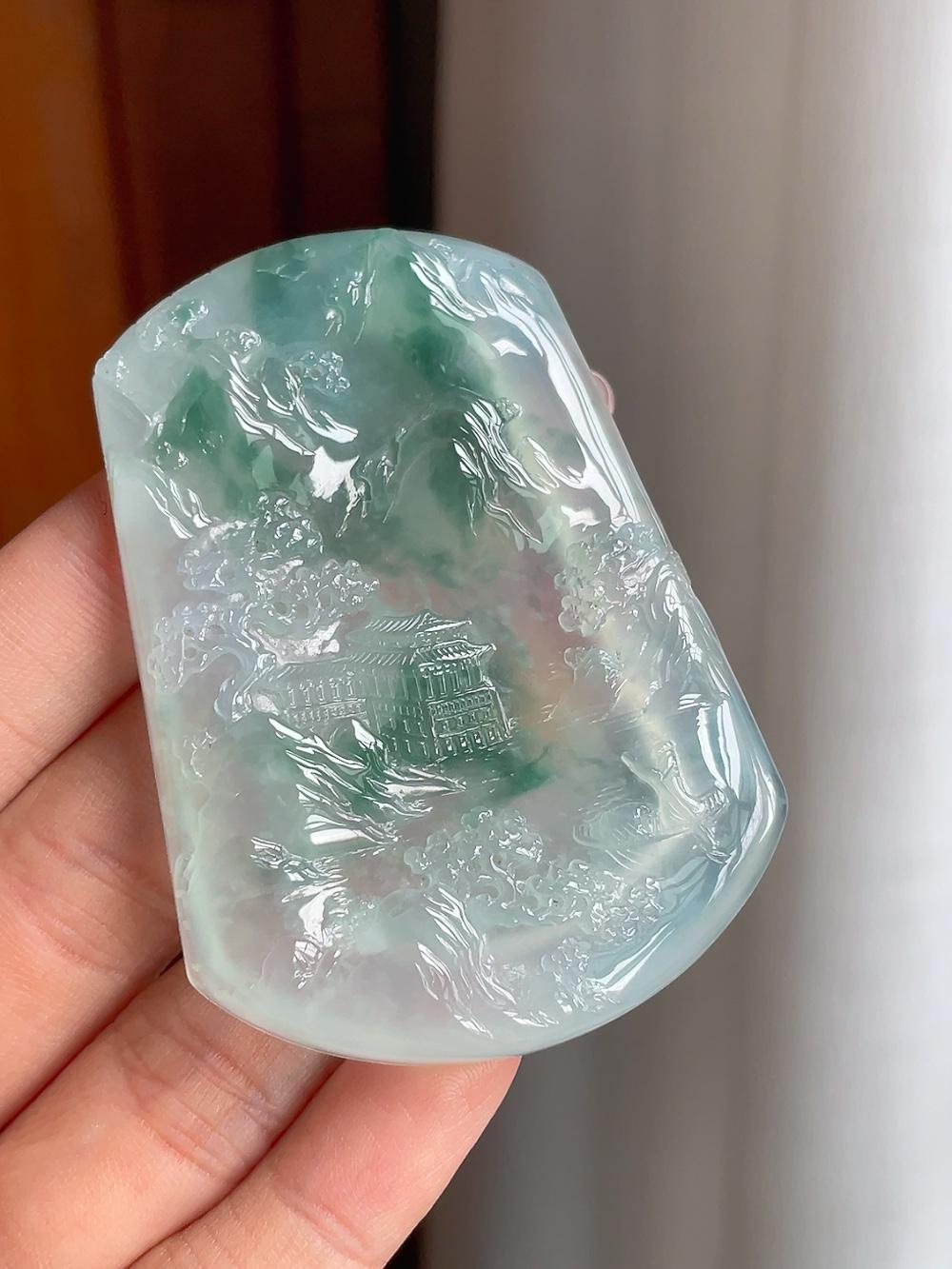 ♦️翡翠バングル氷藍水飘花.A7965 ♦️翡翠バングル氷藍水飘花.A7965