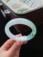 冰种飘绿花正圈翡翠手镯（58.1mm）（yc016639）