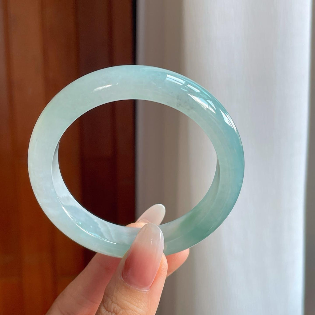 冰种飘花翡翠平安镯（55.8mm）（yc269020）