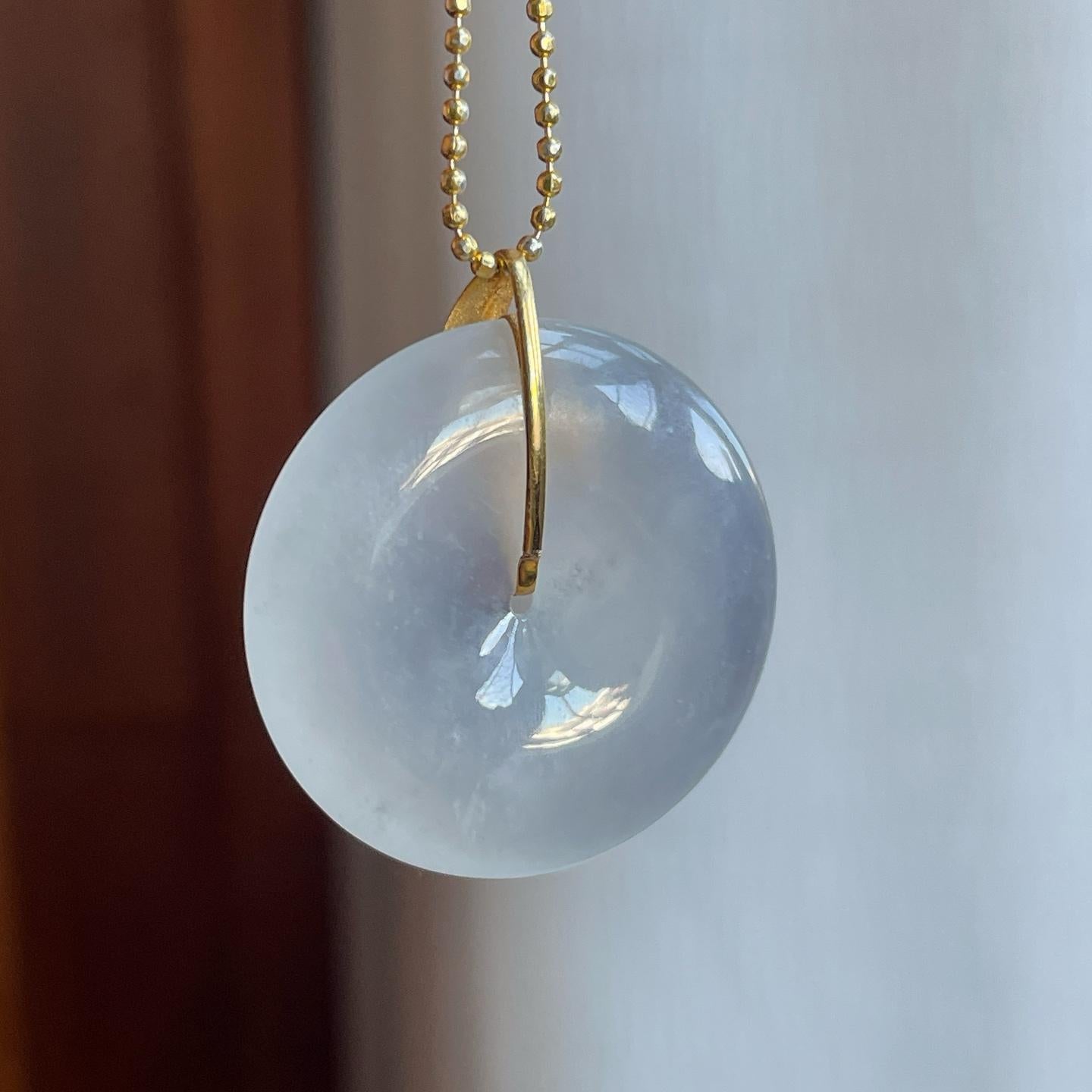 18k金扣冰种翡翠平安扣（yc257819）