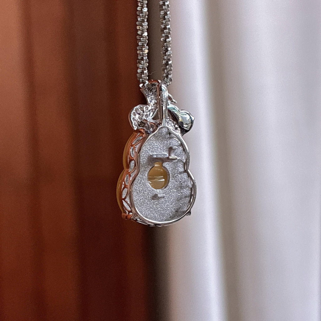 18k金镶冰种黄翡葫芦挂件 天然缅甸A货翡翠（yc484444）