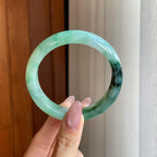 糯冰飘花翡翠特色平安镯（58mm）（yc287210）