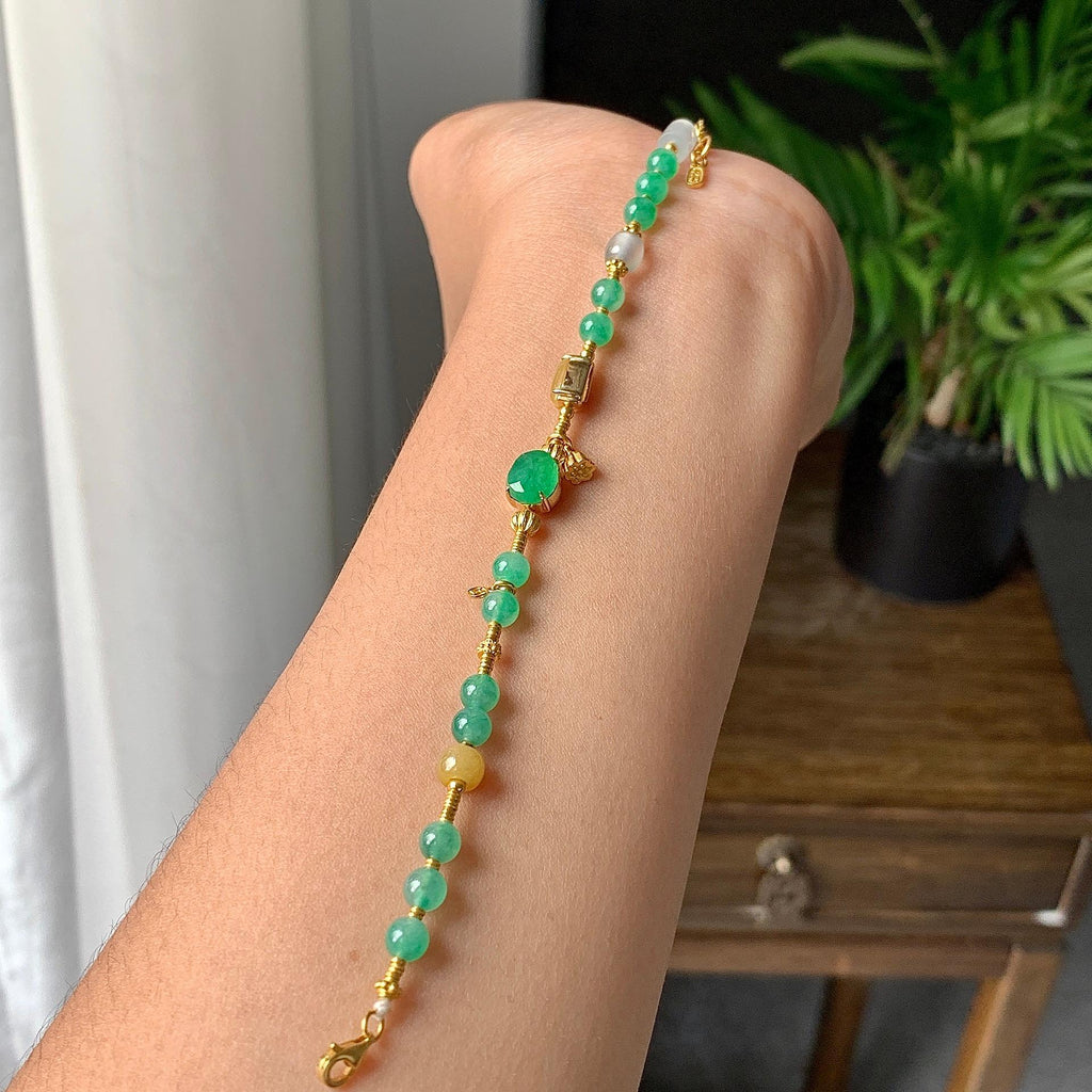 18k金糯冰种多彩手链（yc231061）