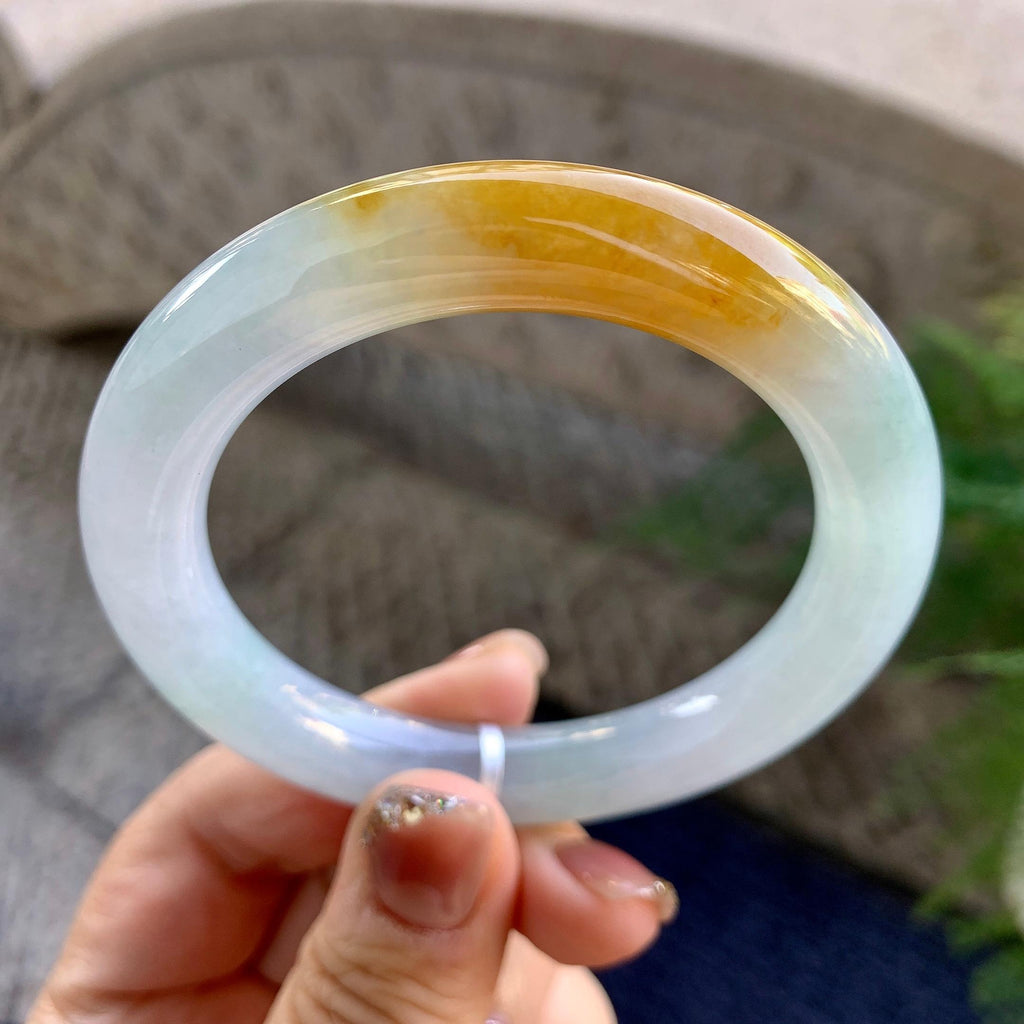 糯冰种黄翡圆条手镯（54.3mm）（yc276215）