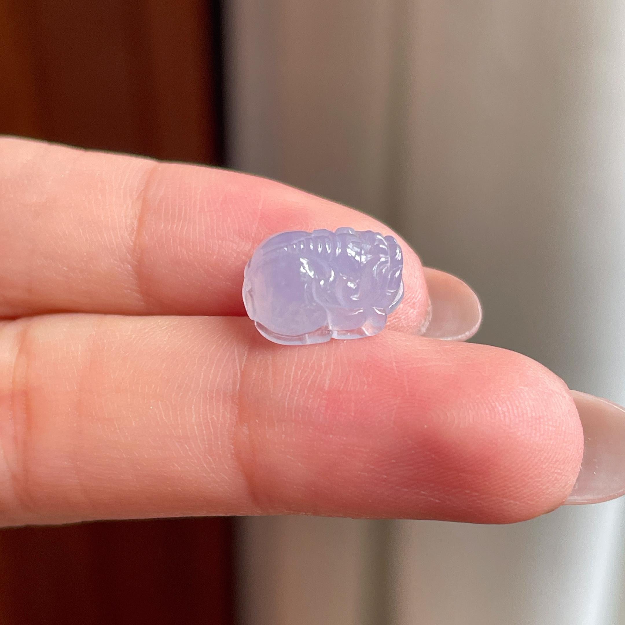 冰种紫罗兰貔貅裸石 天然缅甸A货翡翠（yc530442）