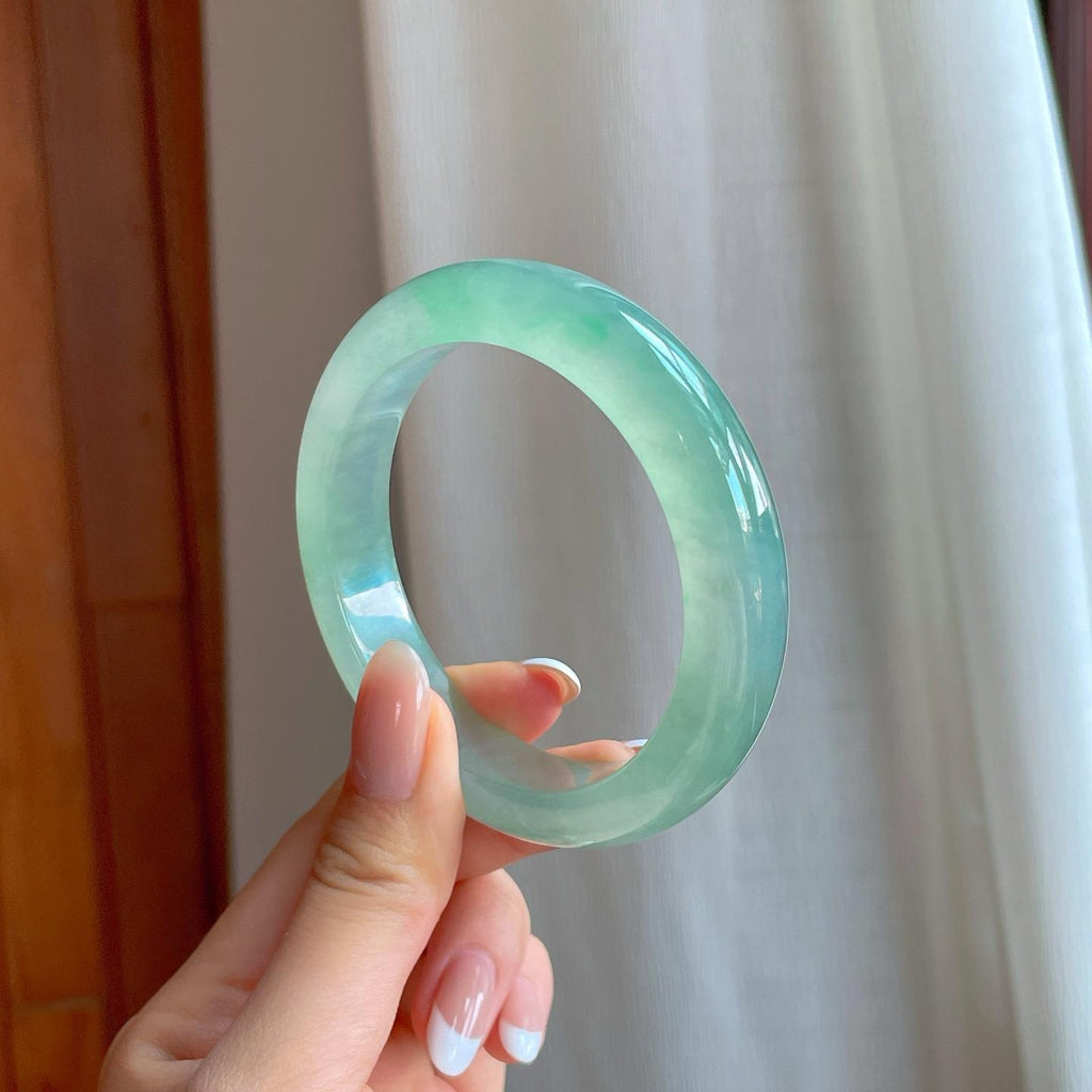 冰种晴底翡翠平安镯（56.5mm)（yc380009）