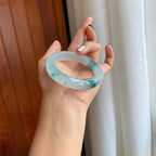 冰种飘花翡翠平安镯（54.6mm）（yc278700）