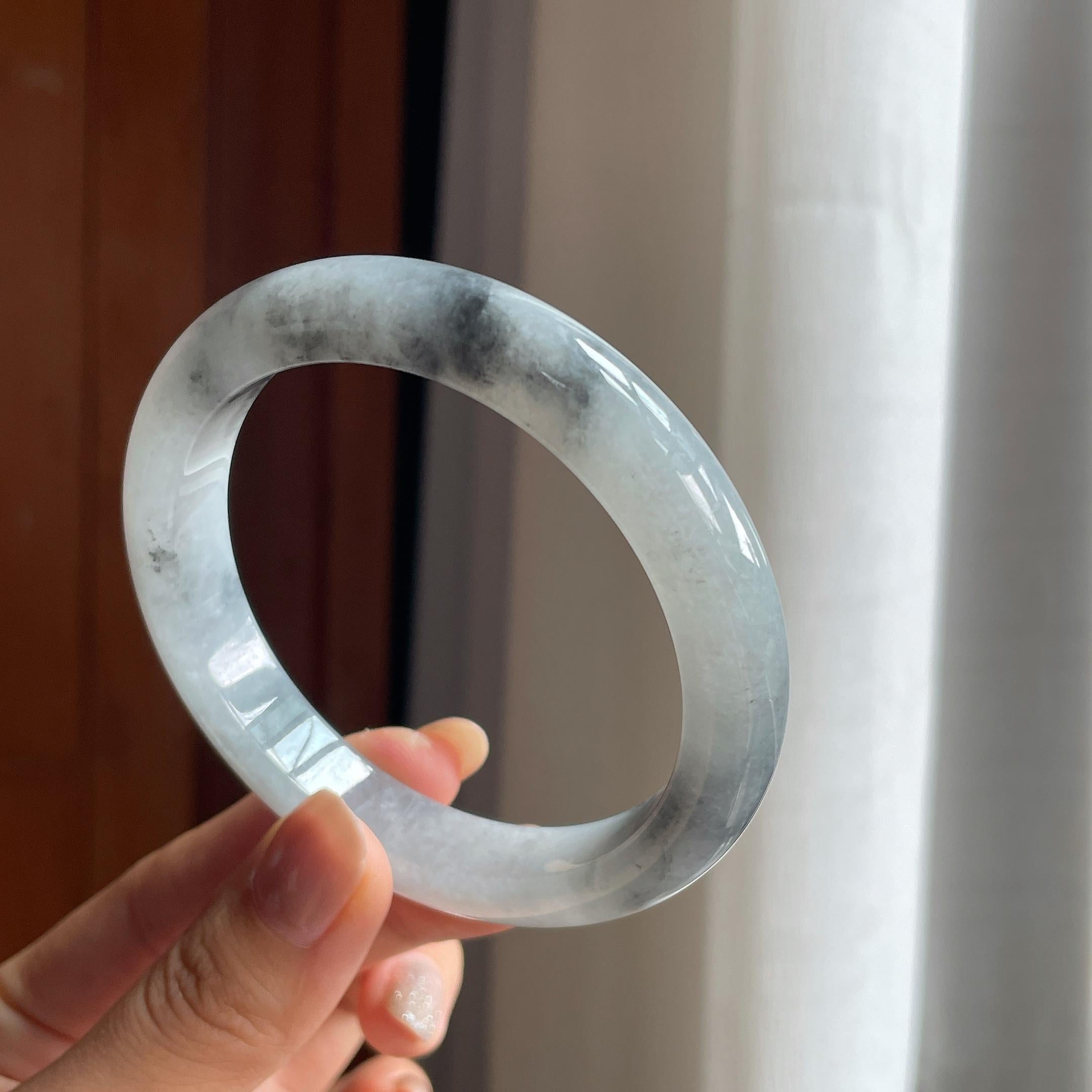 糯冰乌鸡翡翠平安镯(60.6mm)（yc413663）