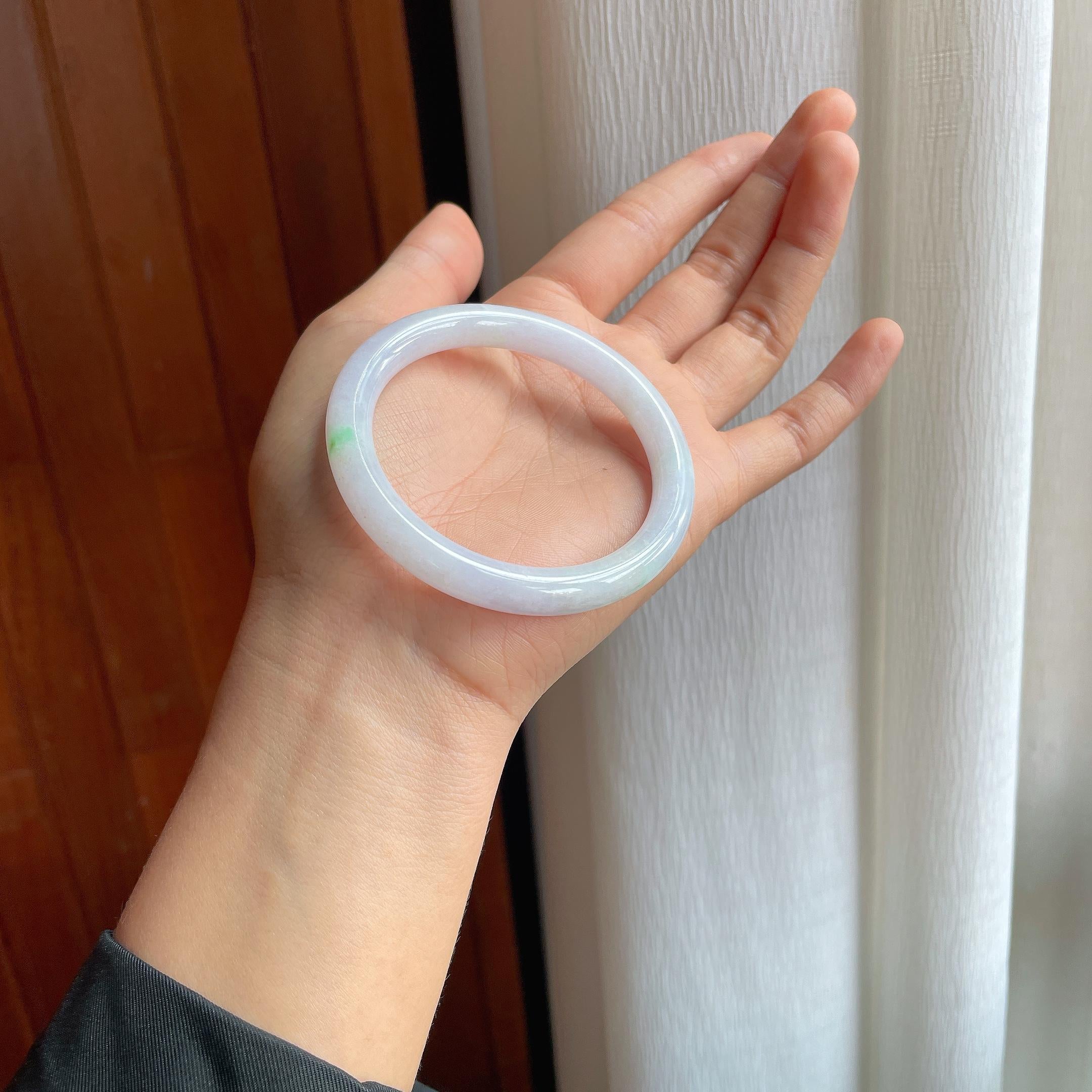 糯冰带色翡翠圆条手镯（54.3mm）（yc373958）