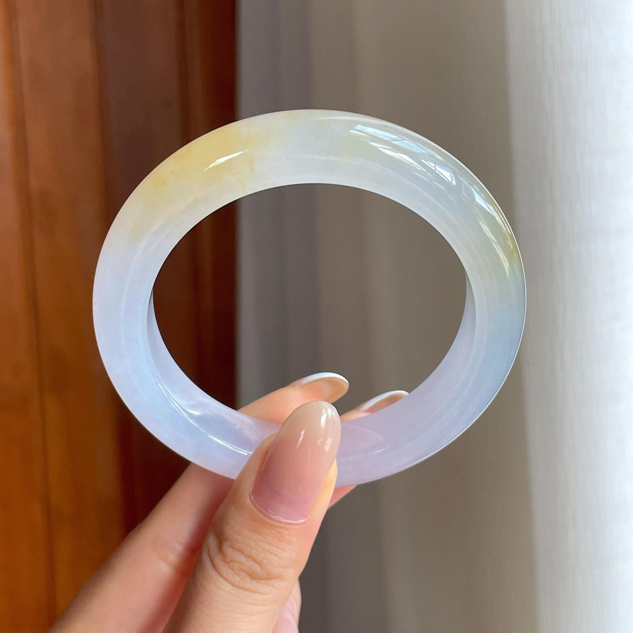 冰种黄翡翡翠平安镯（54.6mm)（yc416482）