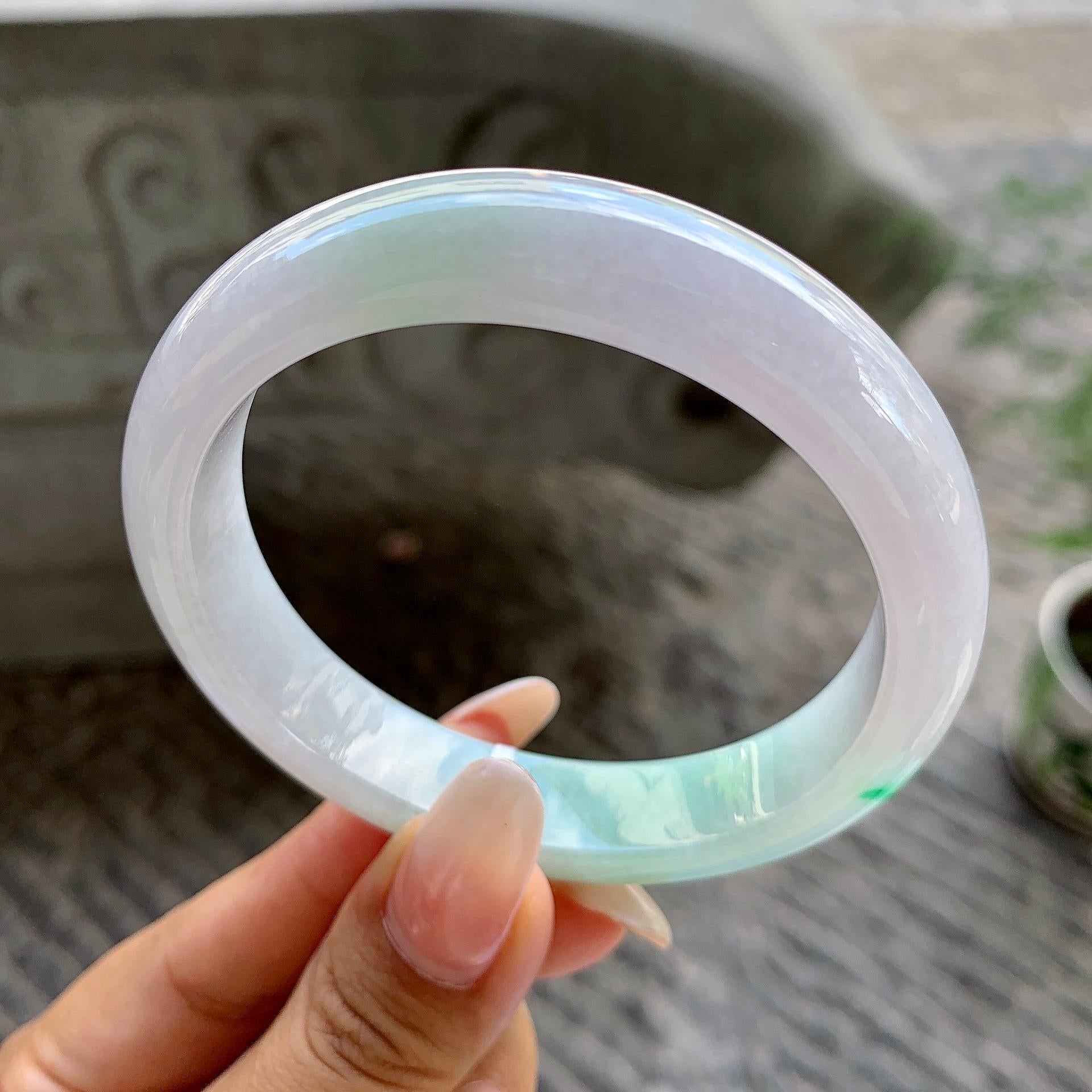 细糯种飘绿平安镯（57.2mm）（yc202388）
