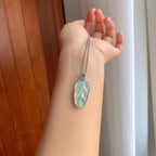 18k金镶冰种飘绿花翡翠叶子（yc257255）