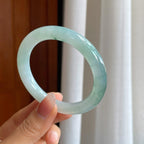 冰种飘花圆条翡翠手镯（53.7mm）（yc312895）