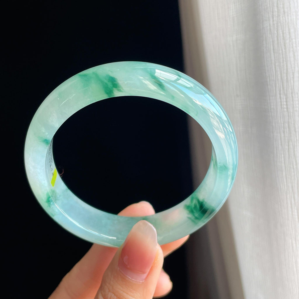 冰种飘花翡翠平安镯（56.5mm)（yc323144）