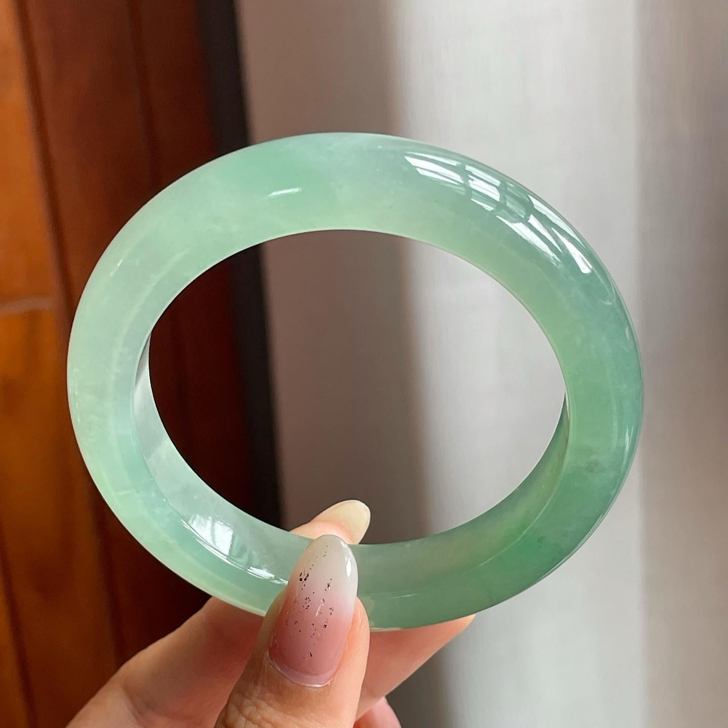 冰种晴底翡翠平安镯（55mm）（yc212544）