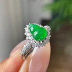 18k金钻镶冰种满绿葫芦戒指      天然缅甸A货翡翠（yc409688）