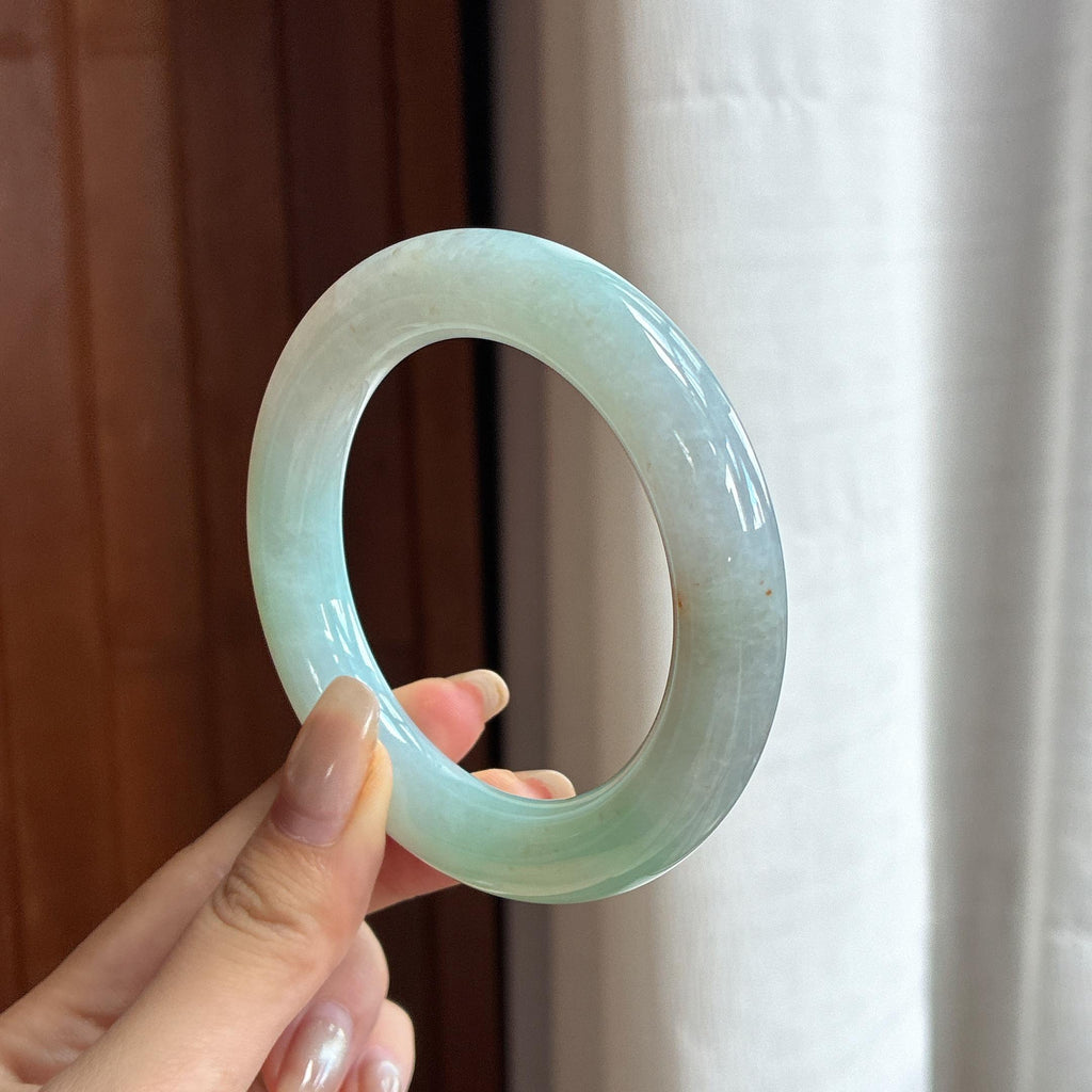 细糯种晴底洒金圆条手镯 56圈 天然缅甸A货翡翠（yc455835）