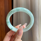 细糯冰飘花翡翠平安镯（55.5mm）（yc272833）