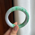 糯冰飘花翡翠平安镯（54.6mm)（yc422957）