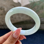 细糯种飘绿花正圈平安镯56.2圈     天然缅甸A货翡翠（yc426002）