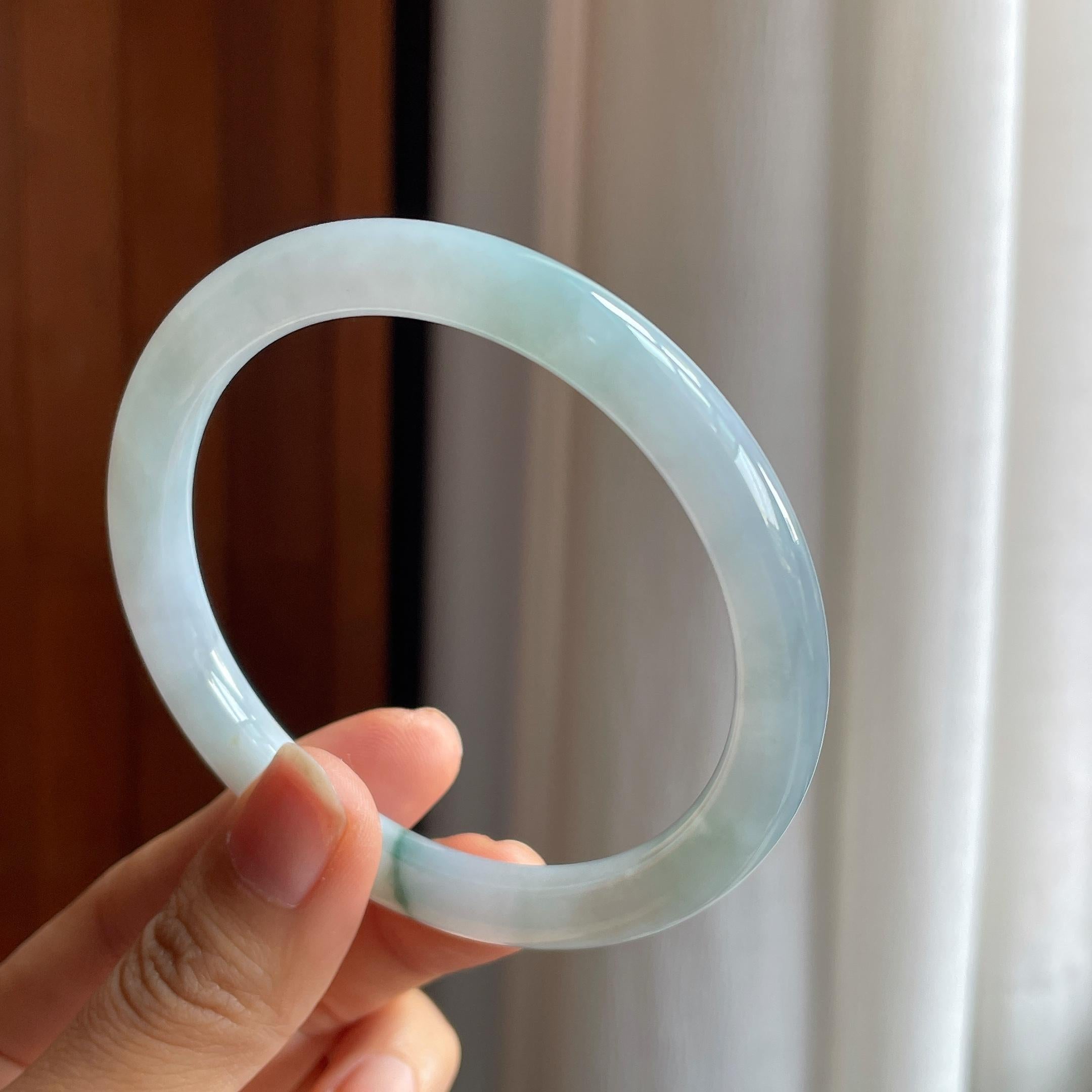 糯冰飘花翡翠圆条手镯（61mm）（yc343359）