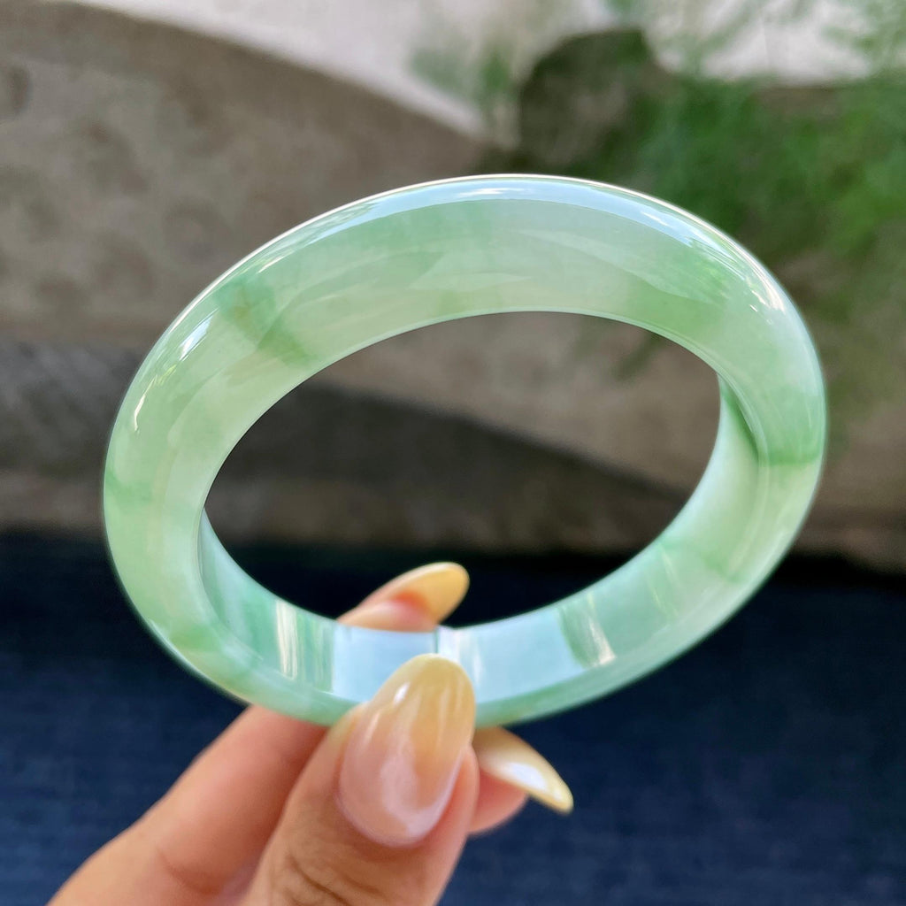 细糯种飘花正圈平安镯56.2圈 天然缅甸A货翡翠（yc466836）