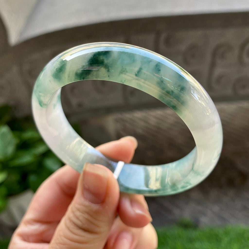 糯冰种飘花平安镯（55.8mm）（yc304782）