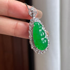 Ngọc bích Myanmar loại A tự nhiên 18k vàng khảm đậu đầy đủ hạt đậu băng chủng (yc450427)