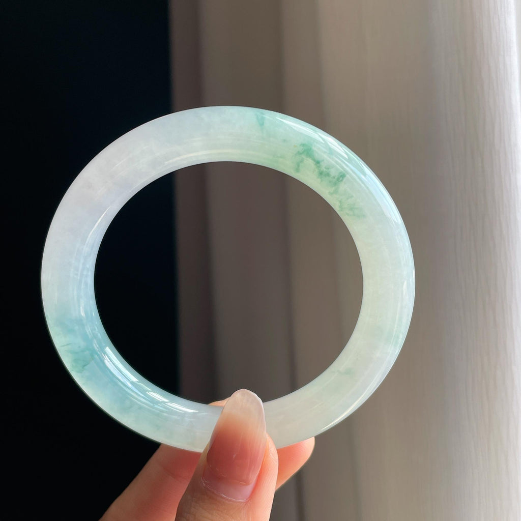 冰种飘花翡翠圆条手镯（56.5mm)（yc323813）