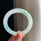 冰种飘花翡翠圆条手镯（56.5mm)（yc323813）