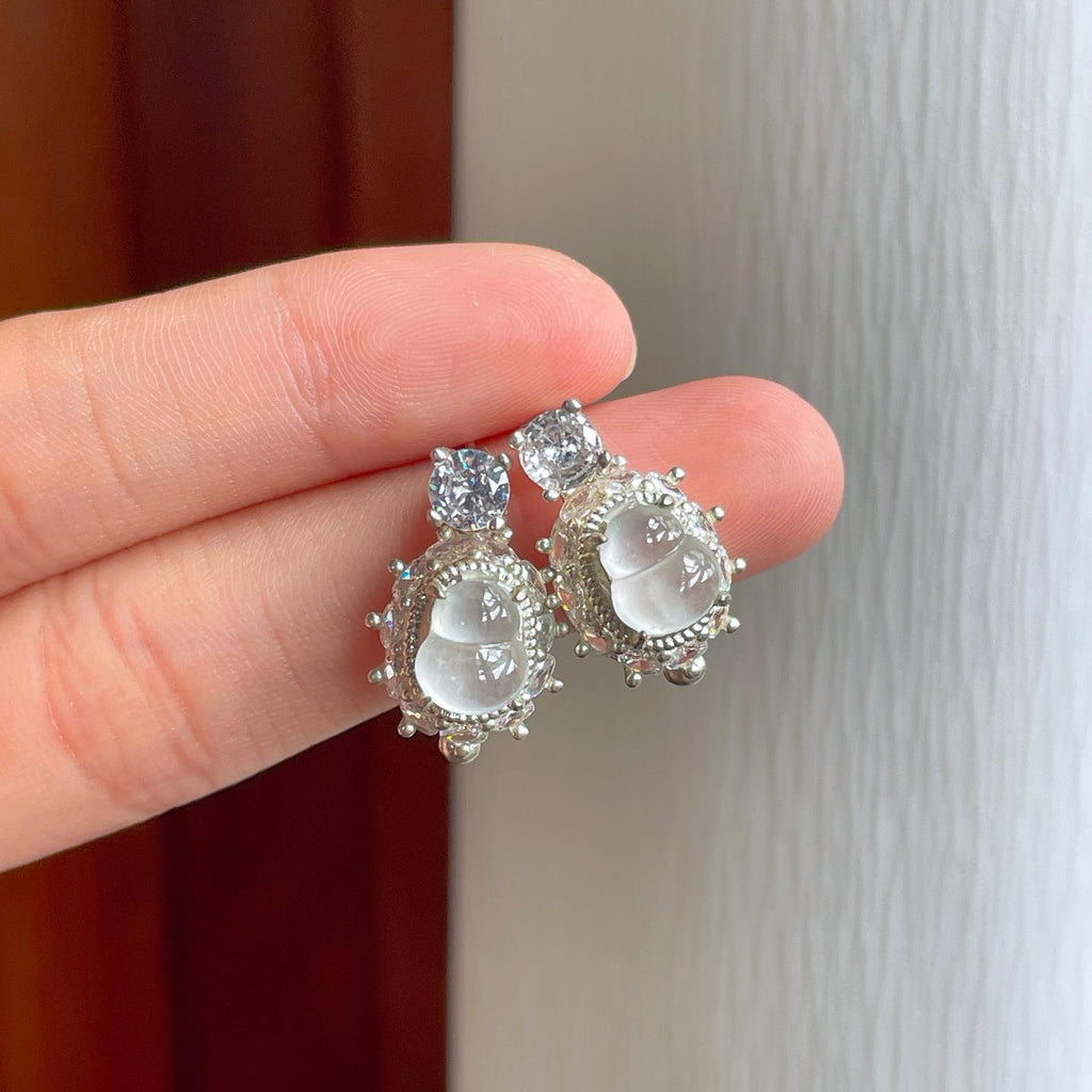 铜托冰玻种无色翡翠葫芦（yc253132）