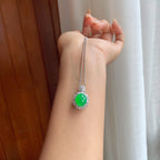 18k金镶冰种满绿翡翠蛋面（两用款）（yc247167）