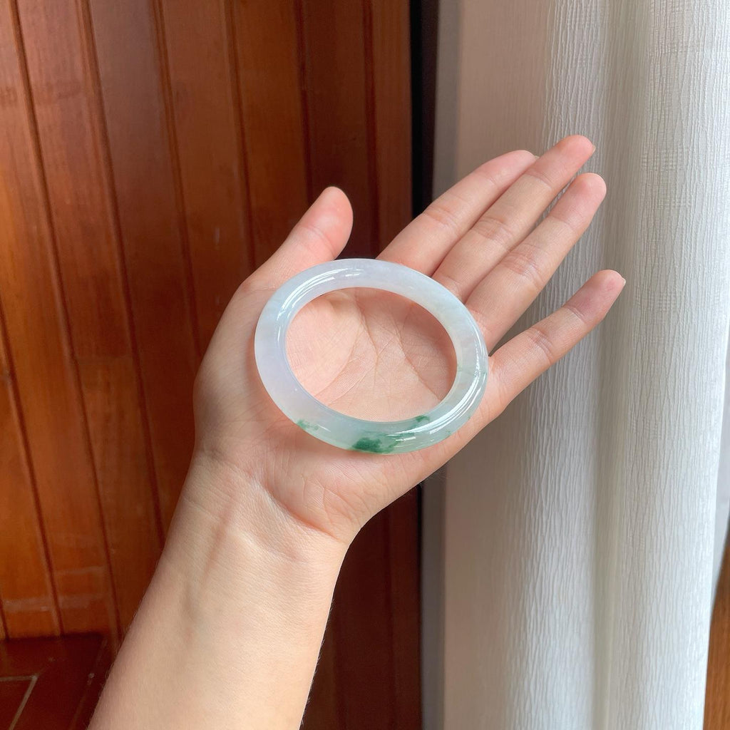冰种飘花翡翠圆条手镯（54.2mm）（yc397202）