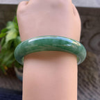 细糯种油青半山水正圈平安镯57.4圈口 天然缅甸A货翡翠（yc330293）