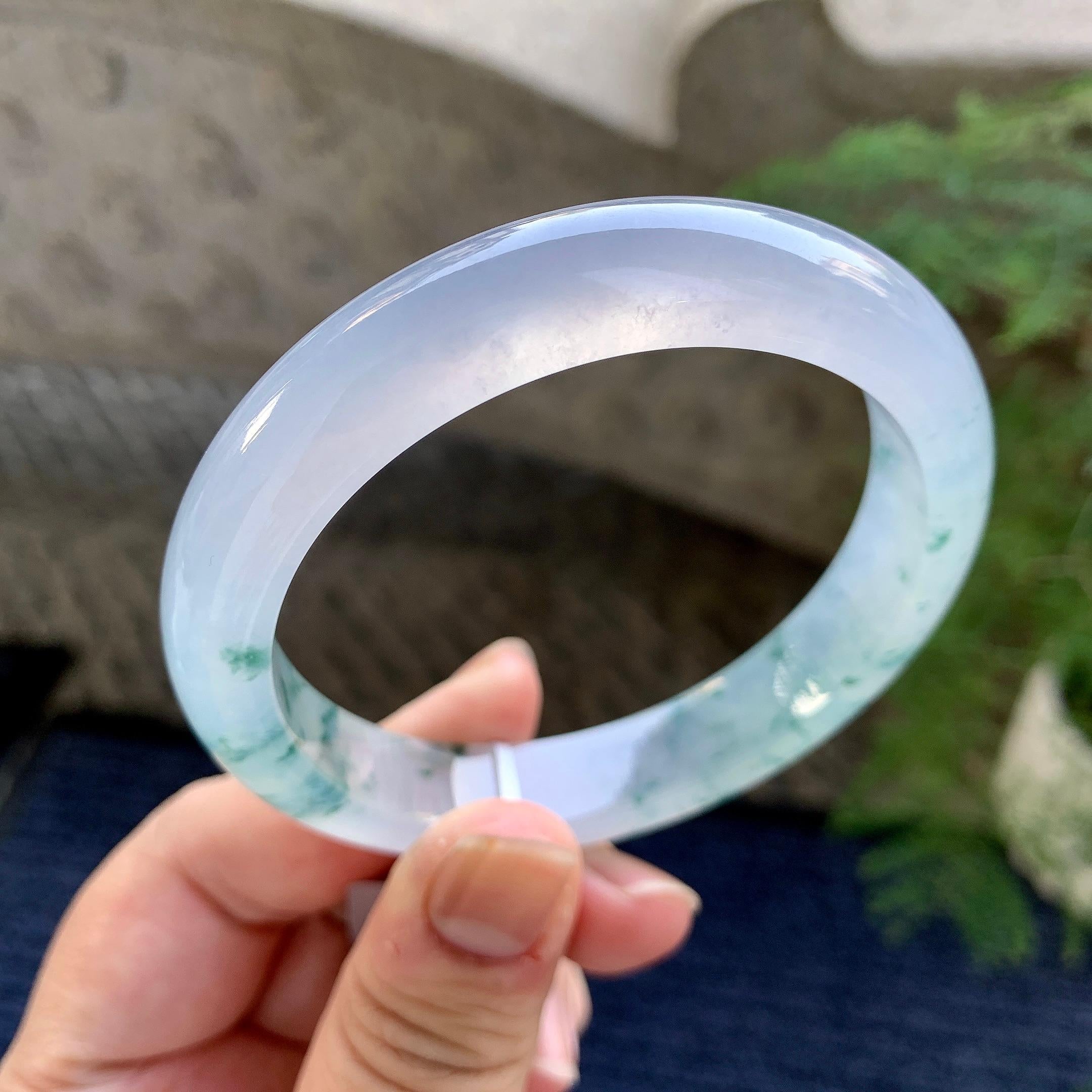 糯冰种飘花平安镯（58mm）（yc249462）