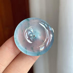 冰玻种飘蓝花翡翠平安扣（yc258419）