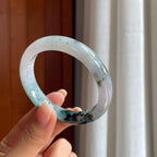糯冰水墨花翡翠平安镯（56.5mm）（yc407671）
