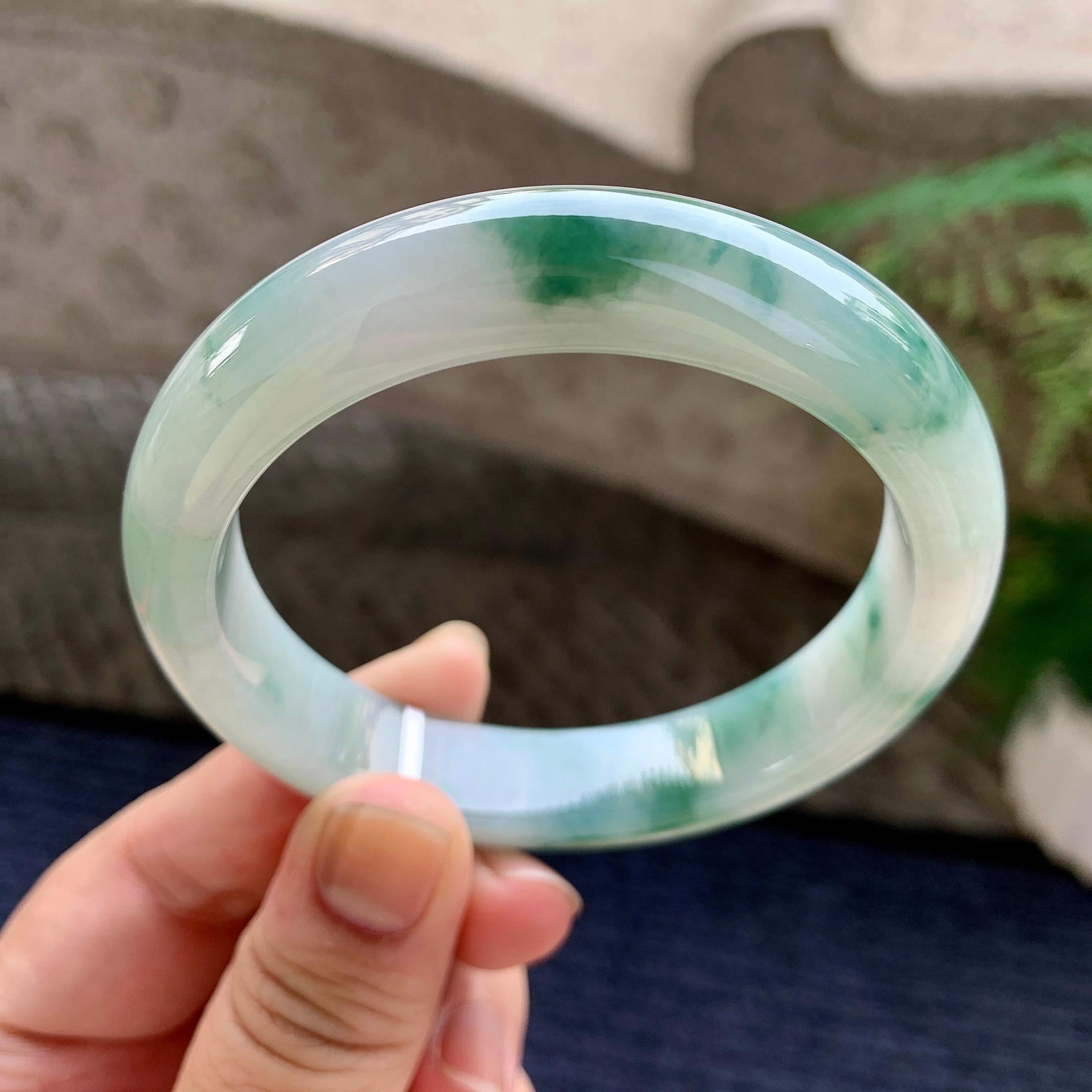 细糯种飘花平安镯（59.2mm）（yc233899）