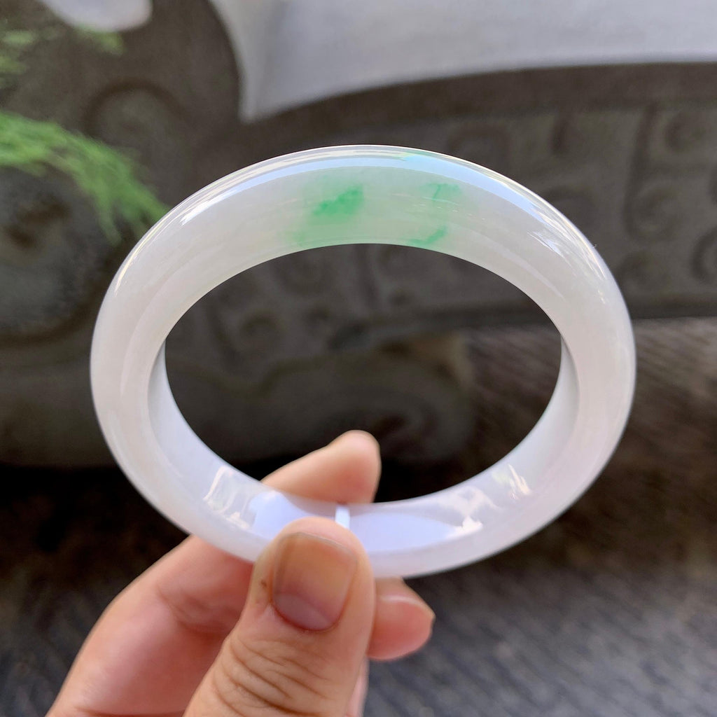 细糯种飘绿平安镯（56.8mm）（yc199584）