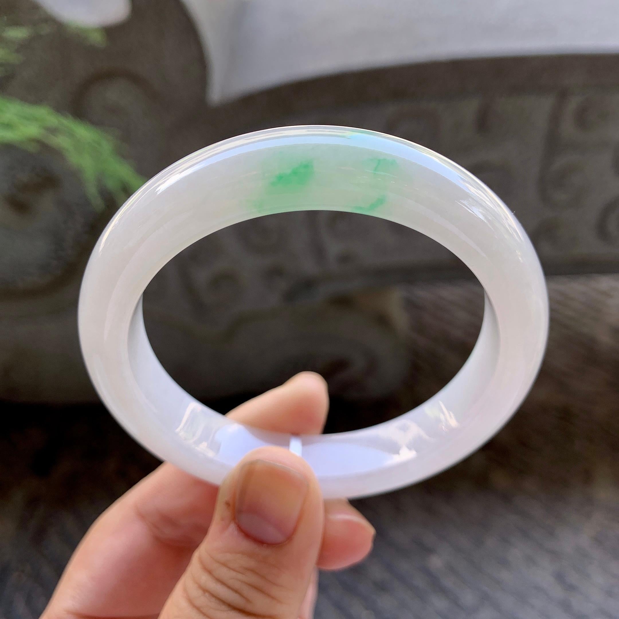 细糯种飘绿平安镯（56.8mm）（yc199584）