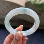 细糯种飘蓝花正圈平安镯  53圈口  天然缅甸A货翡翠（yc405549）