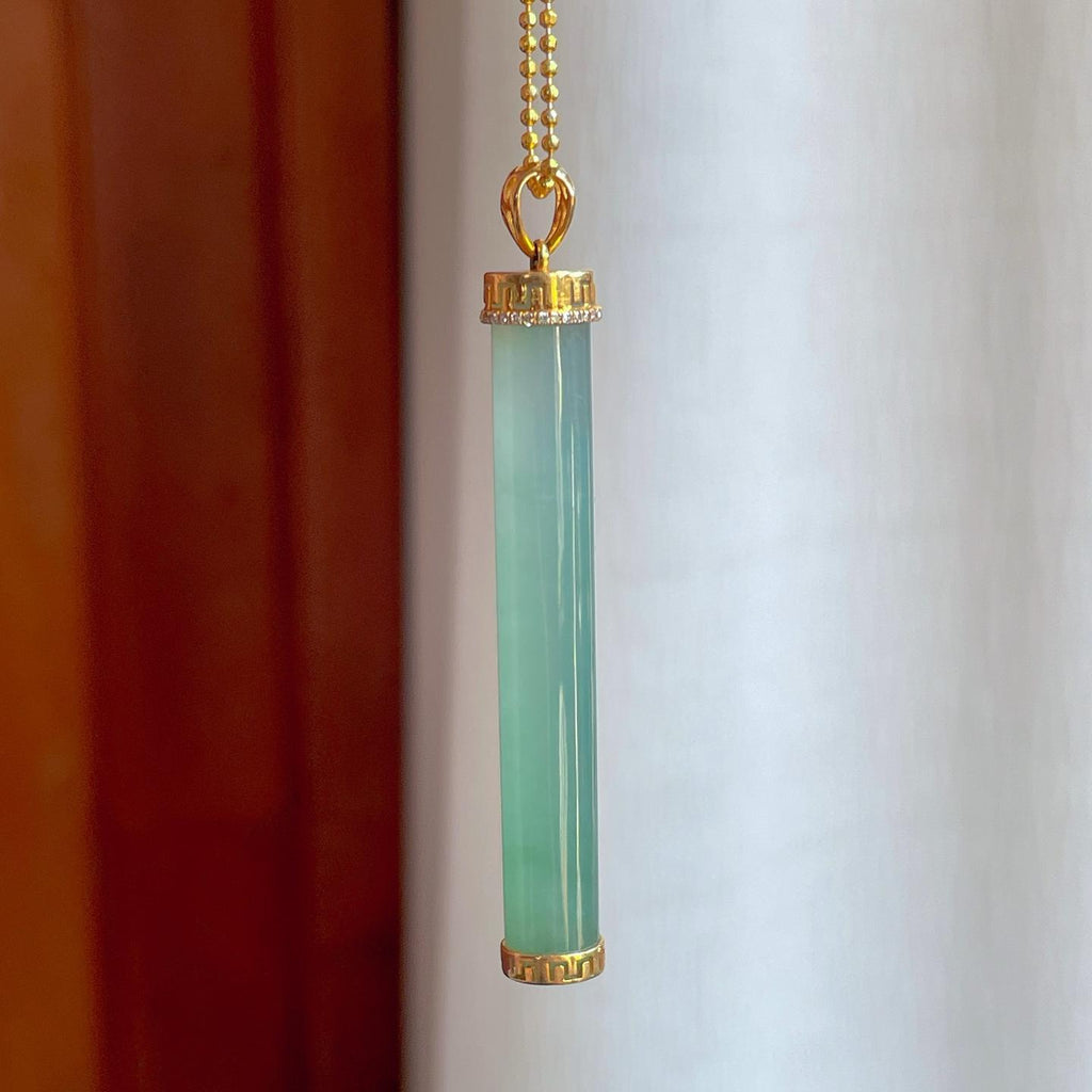 18k金镶冰种蓝晴底翡翠金箍棒（yc258407）