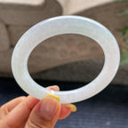 小细条    细糯种淡晴底圆条手镯53.8圈     天然缅甸A货翡翠（yc371526）