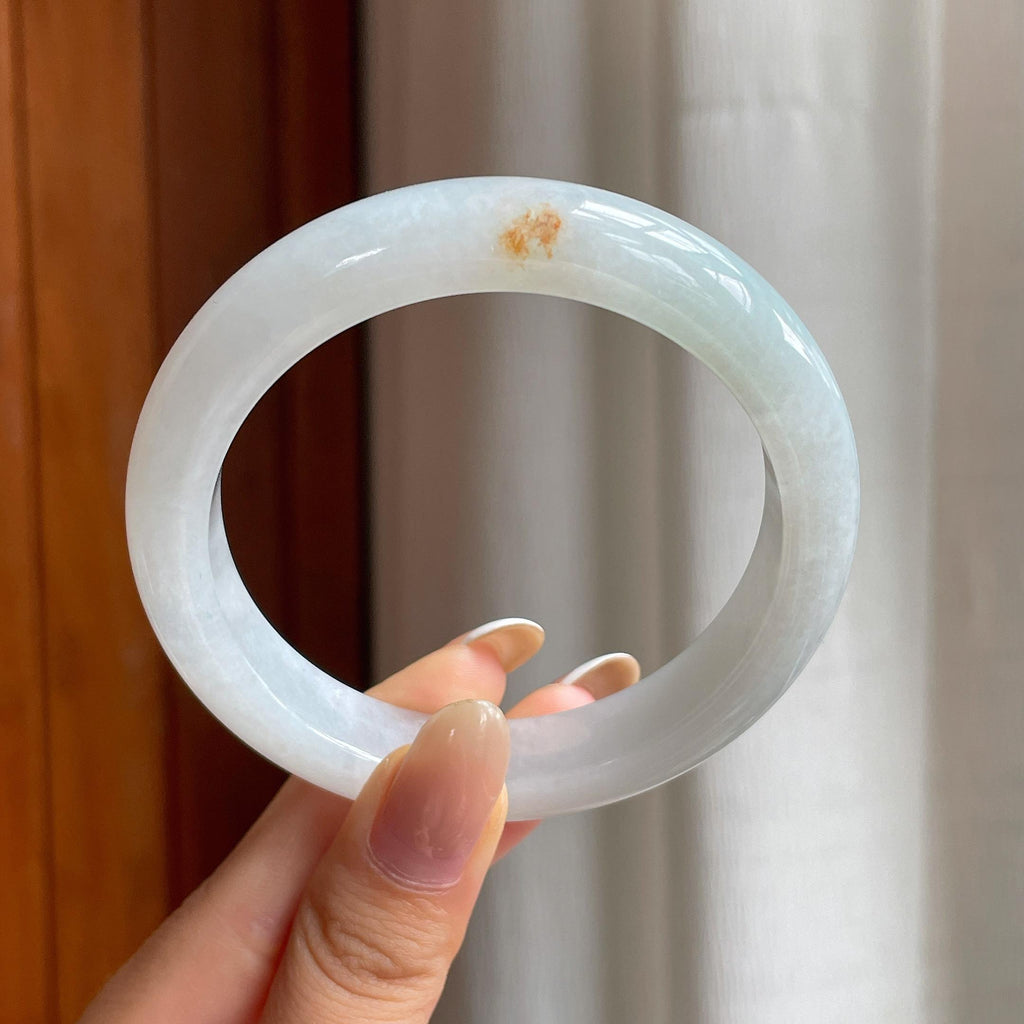 糯冰白月光洒金翡翠平安镯（59mm)（yc426578）