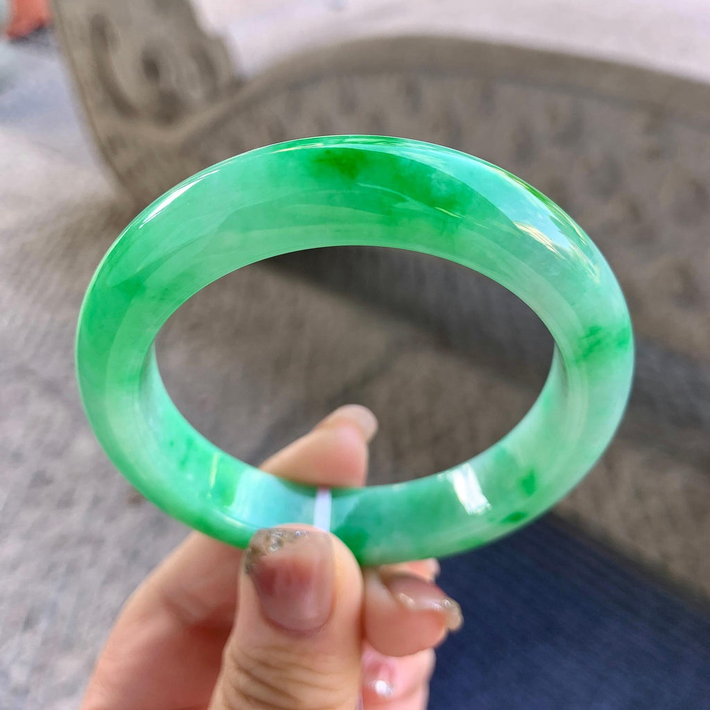 细糯种飘阳绿平安镯（53.4mm）（yc290961）