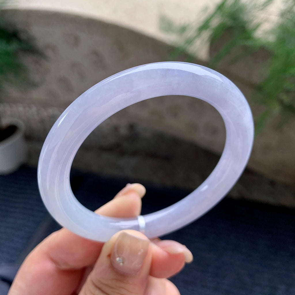 细糯种淡紫罗兰圆条手镯 55.5圈口 天然缅甸A货翡翠（yc460740）