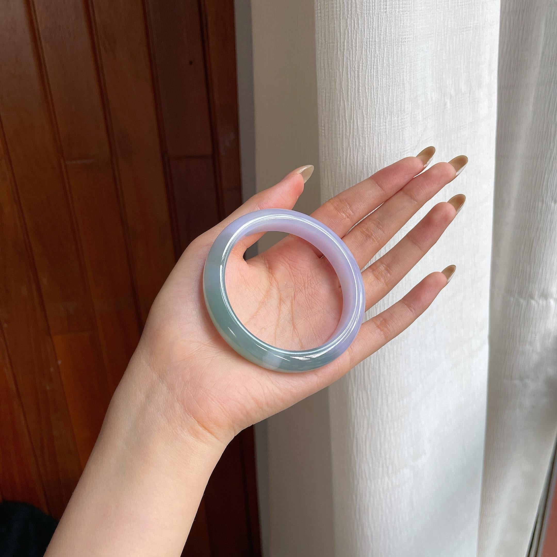 糯冰紫罗兰特色翡翠平安镯（56.4mm)（yc415329）