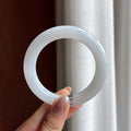 糯冰白月光圆条手镯 53圈 天然缅甸A货翡翠（yc527019）