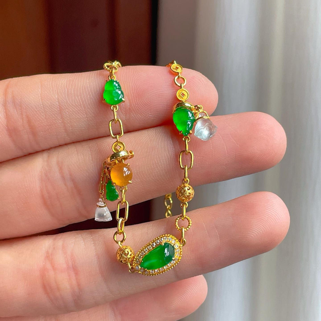 18k金镶冰种翡翠手链（yc248537）