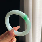 糯冰飘一抹翠色翡翠平安镯（59mm）（yc354254）